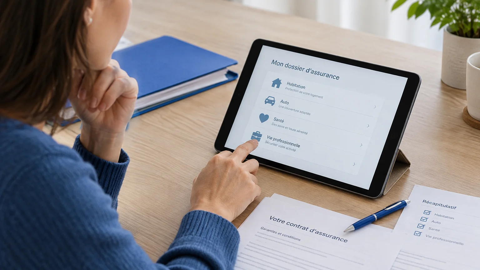 Consultation d’un dossier d’assurance sur une tablette