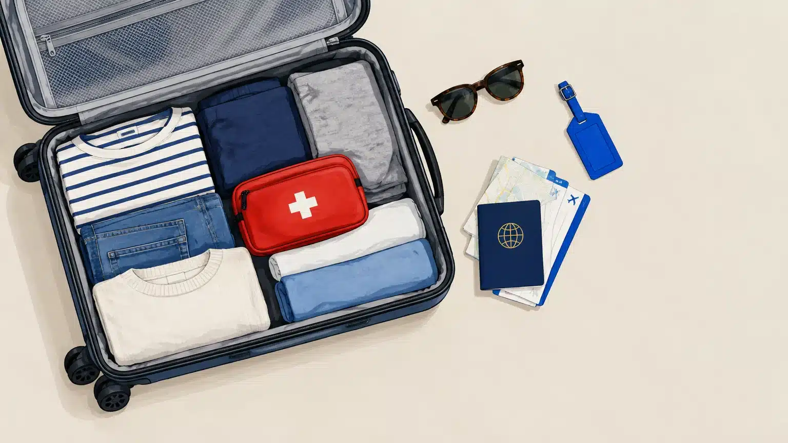 Préparer une valise et les documents utiles pour un voyage familial