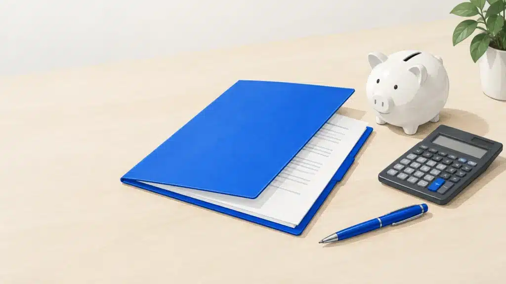 Contrat d’épargne et calculatrice illustrant la branche 21